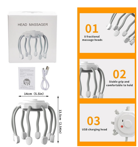 Hair Scalp Massager with 8 Vibrating Contacts