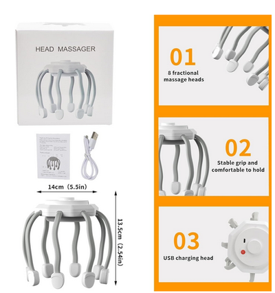 Hair Scalp Massager with 8 Vibrating Contacts